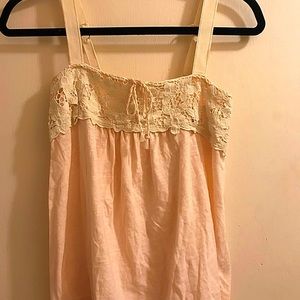American Eagle tank top, size small, baby pink with cream colored details